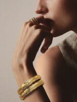 نیم تک تراش طرح لوزی طلا
